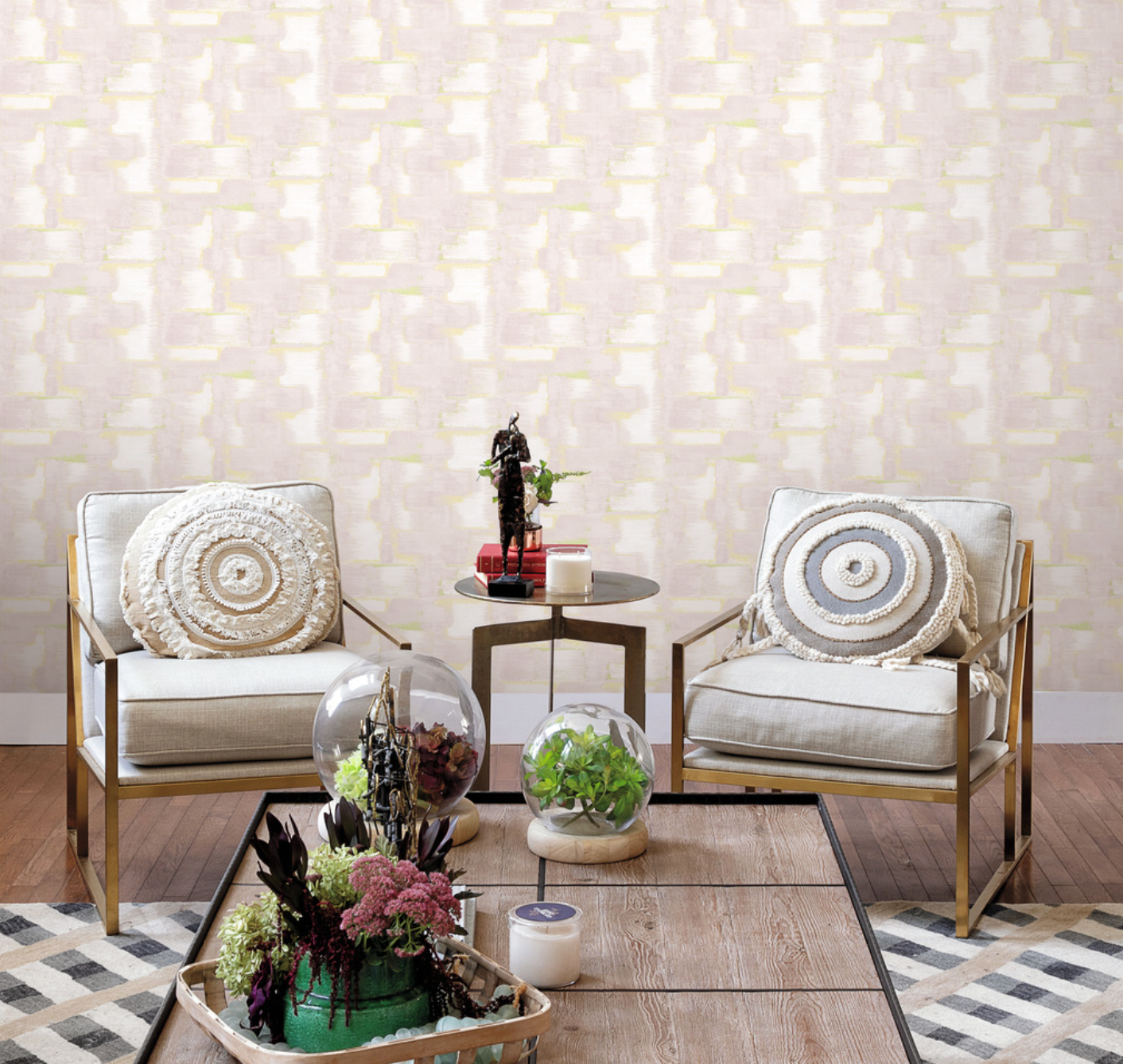 Modern Ikat Wallpaper - Blush