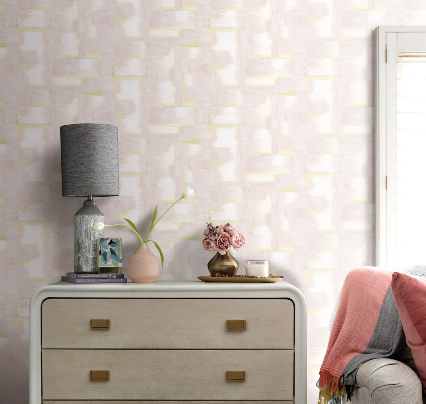 Modern Ikat Wallpaper - Blush