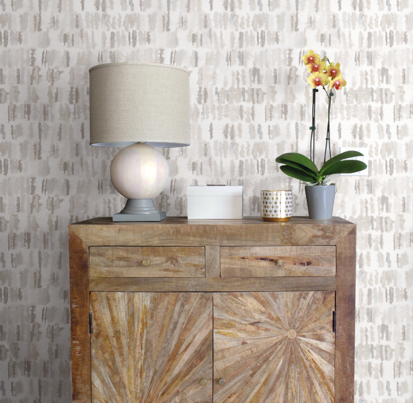 Watercolor Fountain Wallpaper - Neutrals