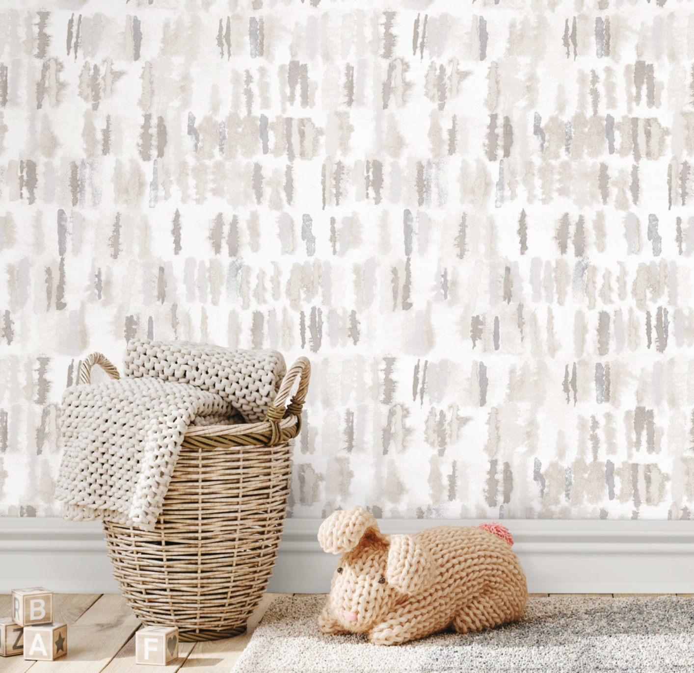 Watercolor Fountain Wallpaper - Neutrals