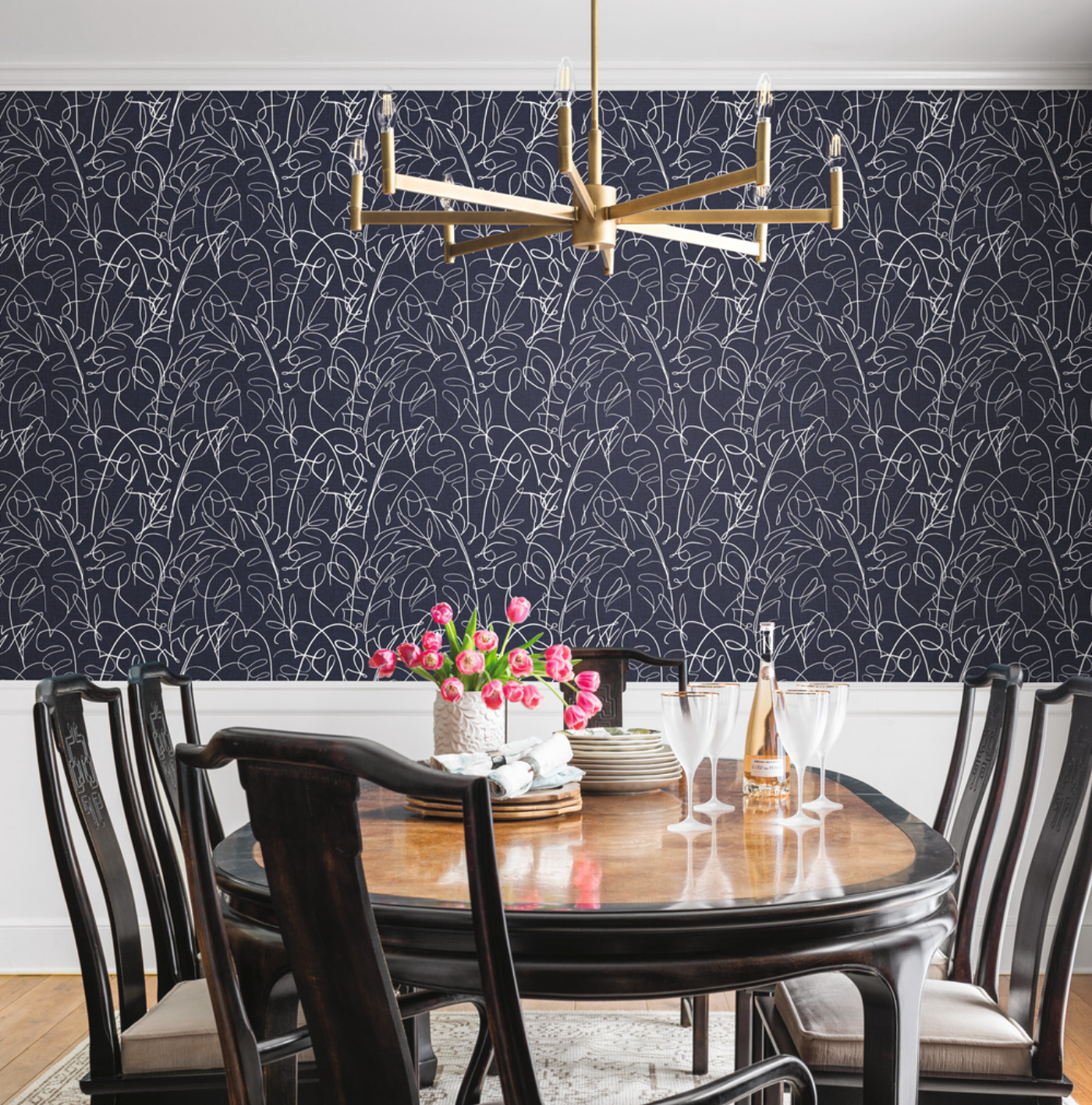 Tropical Signature Wallpaper - Navy