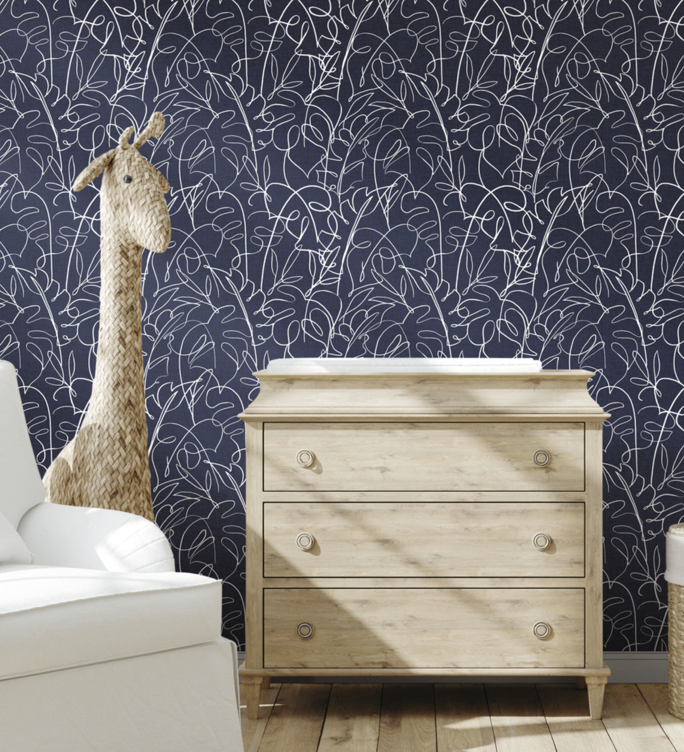 Tropical Signature Wallpaper - Navy