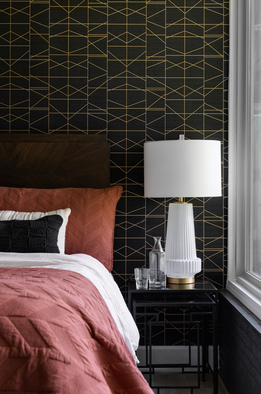 Gold and Black Modern Perspective Wallpaper