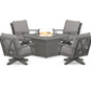 Braxton 5-Piece Deep Seating Swivel Conversation Set with Fire Pit Table