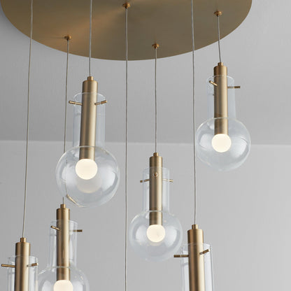 Primo Seven Light Pendant - Aged Brass