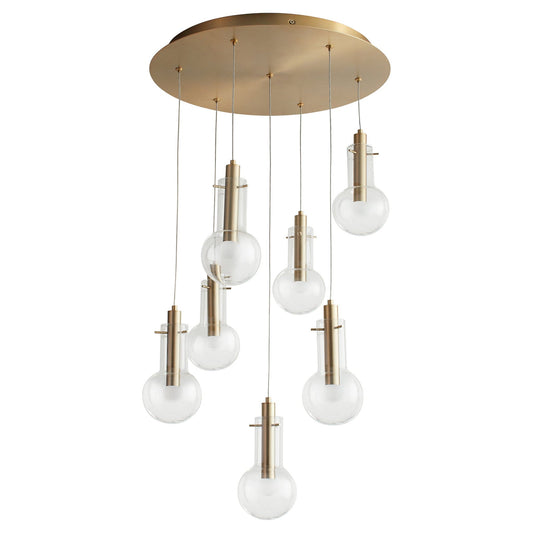 Primo Seven Light Pendant - Aged Brass