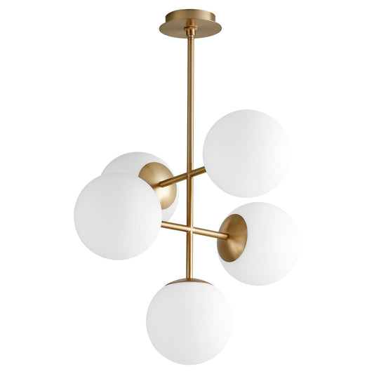 Nebula 8" Five Light Pendant - Aged Brass