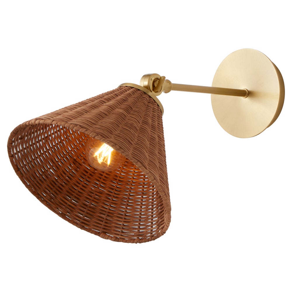 Wicker 1 Light Small Wall Mount - Aged Brass