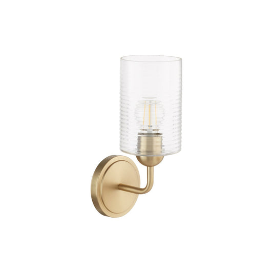 Charlotte 1 Light Wall Mount - Aged Brass - Ribbed Glass