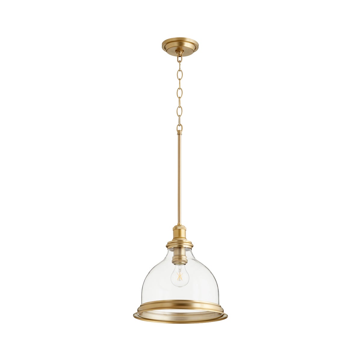 Aged Brass Transitional Pendant - 12"