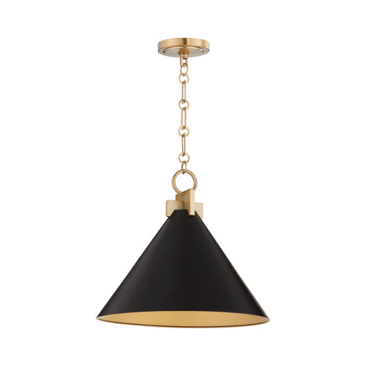 Jackson Cone Pendant - Matte Black/Aged Brass