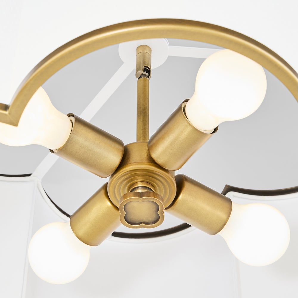 Belinder 4 Light Fabric Pendant - Aged Brass