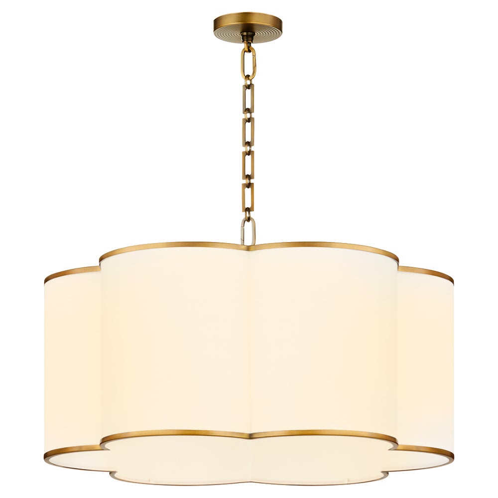 Belinder 6 Light Fabric Pendant - Aged Brass