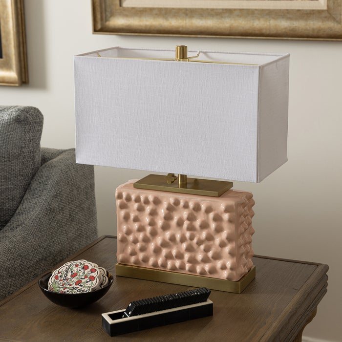 Edmund Pearl Blush Ceramic Table Lamp