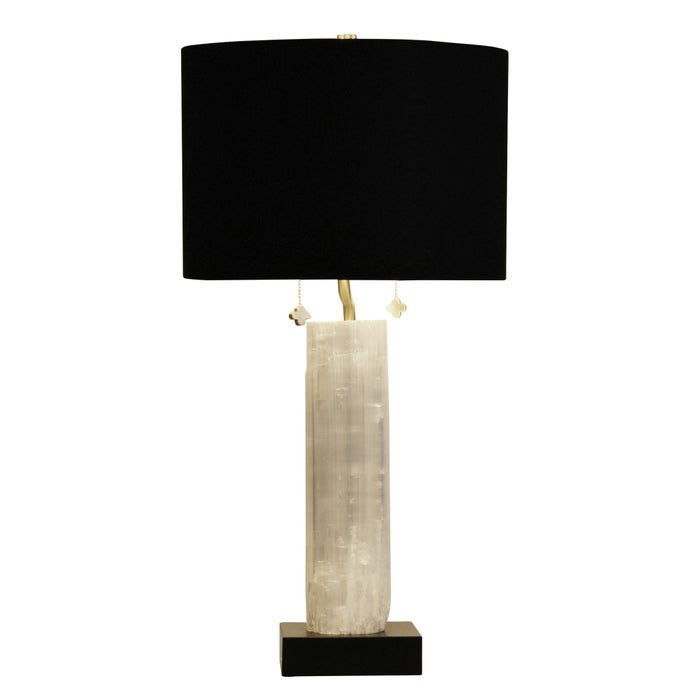 Jasper Selenite and Metal Table Lamp