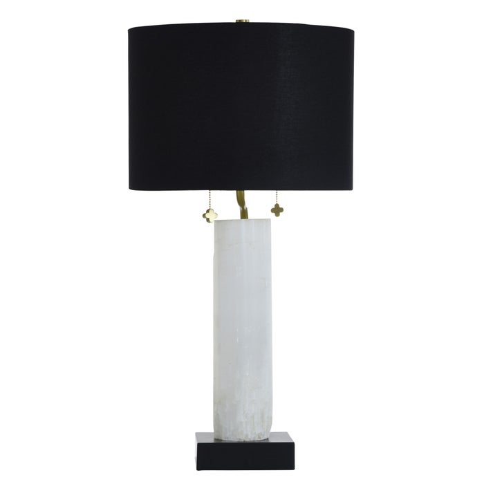 Jasper Selenite and Metal Table Lamp