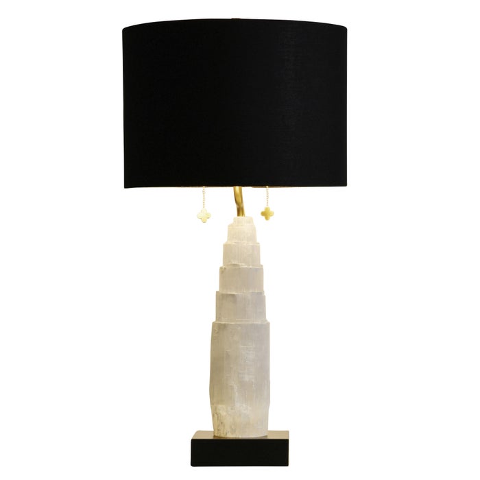 Jasper Selenite and Metal Table Lamp - Tiered