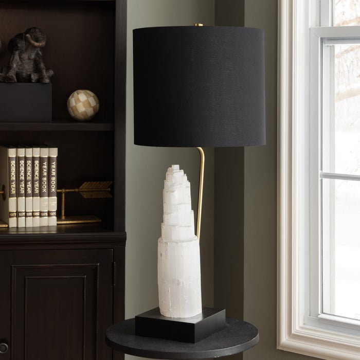 Jasper Selenite and Metal Table Lamp - Tiered