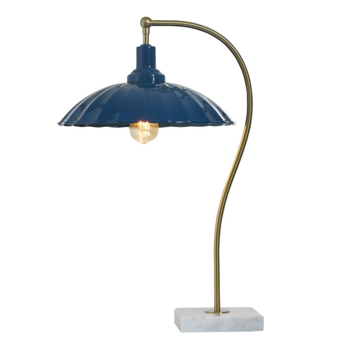 Penelope Brass Table Lamp with Metal Shade - Navy