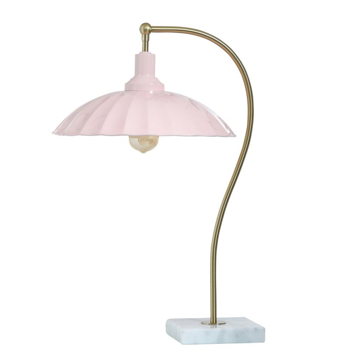 Penelope Brass Table Lamp with Metal Shade - Pink