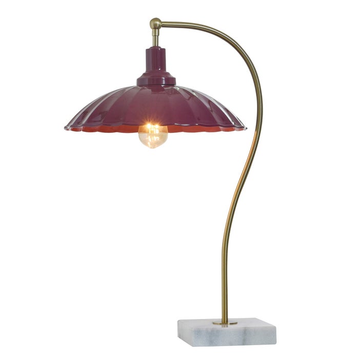 Penelope Brass Table Lamp with Metal Shade - Burgundy