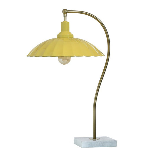 Penelope Brass Table Lamp with Metal Shade - Yellow