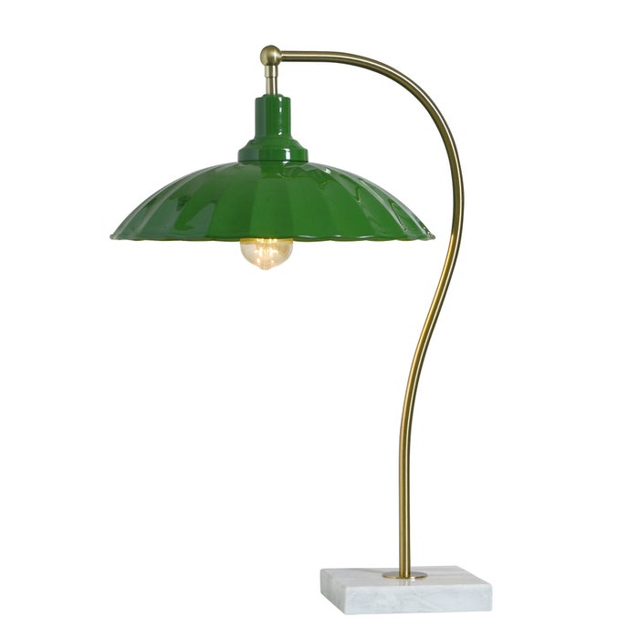 Penelope Brass Table Lamp with Metal Shade - Green