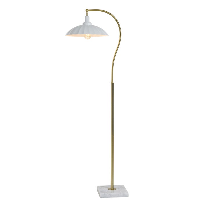 Penelope Brass Floor Lamp with Metal Shade