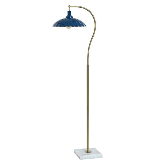 Penelope Brass Floor Lamp with Metal Shade - Navy