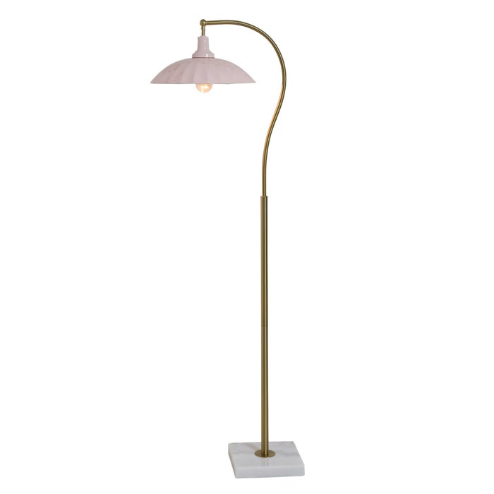 Penelope Brass Floor Lamp with Metal Shade - Pink