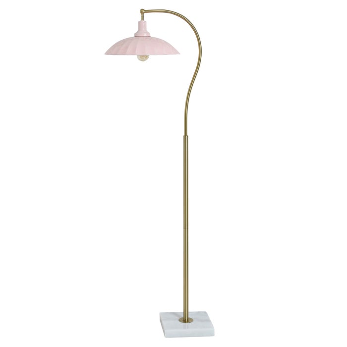 Penelope Brass Floor Lamp with Metal Shade - Pink