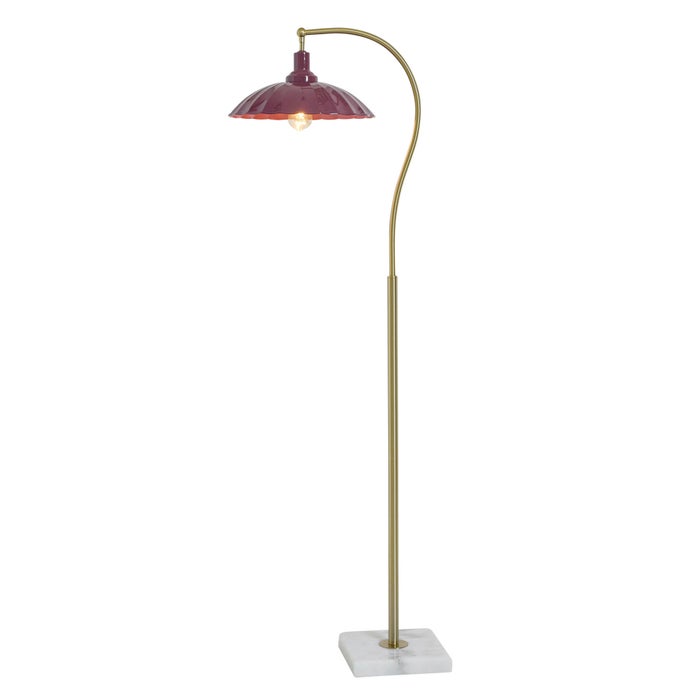 Penelope Brass Floor Lamp with Metal Shade - Burgundy