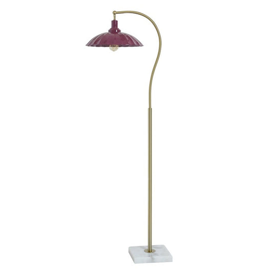 Penelope Brass Floor Lamp with Metal Shade - Burgundy