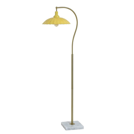 Penelope Brass Floor Lamp with Metal Shade - Yellow