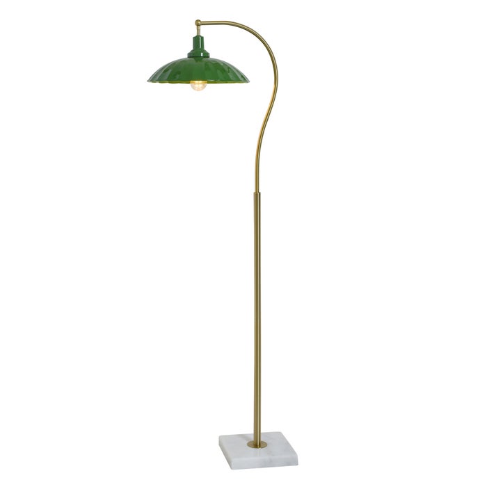 Penelope Brass Floor Lamp with Metal Shade - Green