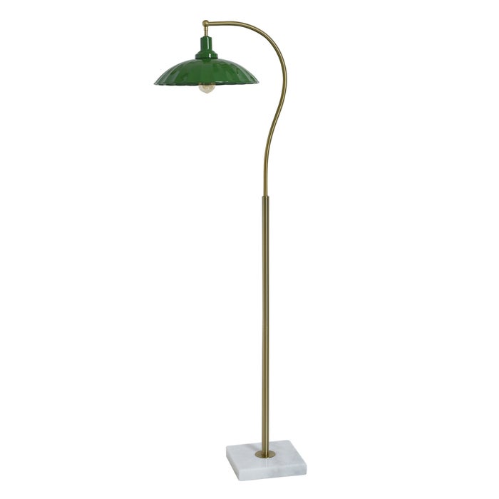 Penelope Brass Floor Lamp with Metal Shade - Green