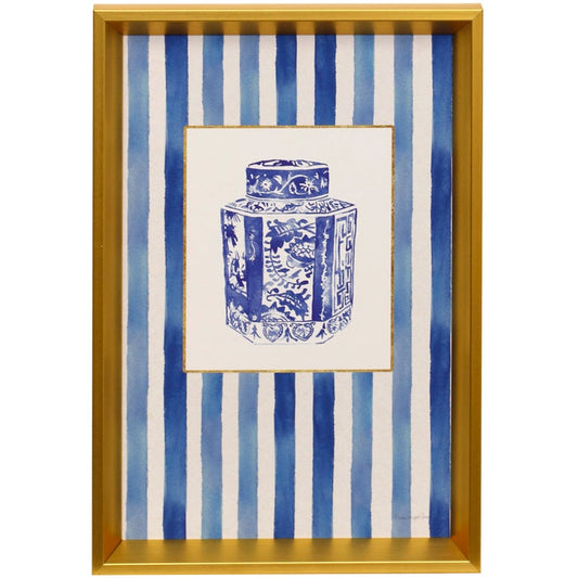 Blue Chinoiserie Vase I Framed Art Print