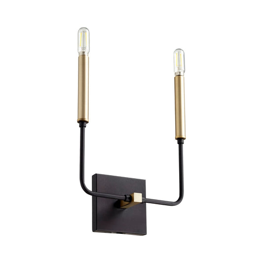 Lacy 2 Light Soft Contemporary Black and Aged Brass Wall Sconce