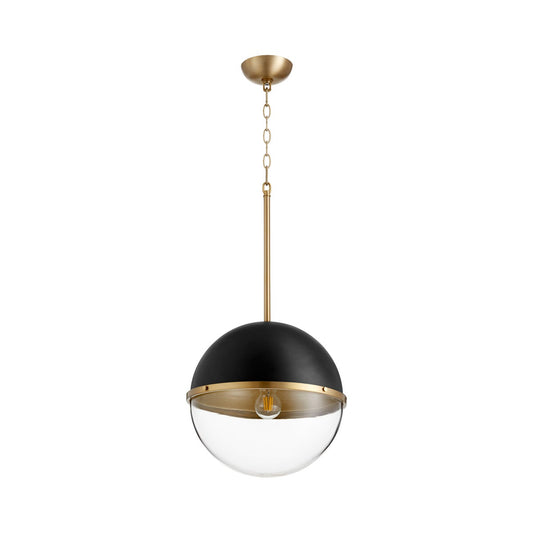 Black and Aged Brass Soft Contemporary Globe Pendant