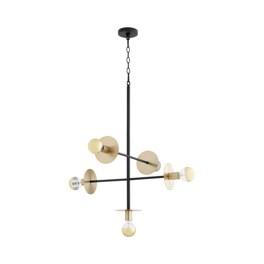 Voyager Black and Aged Brass Soft Contemporary Pendant