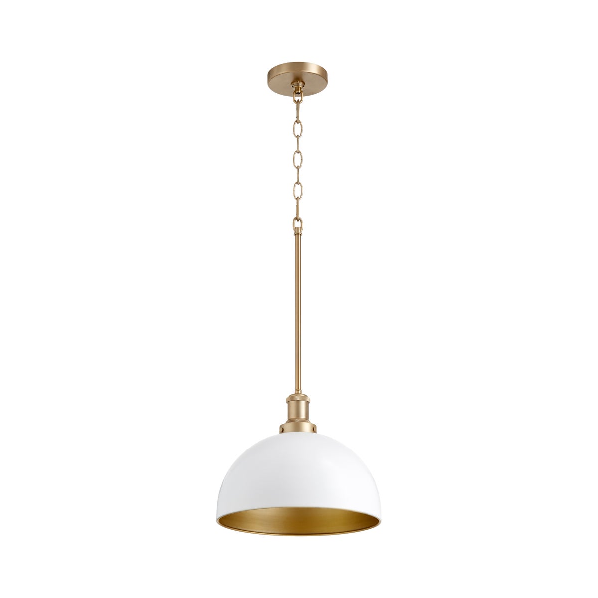 White with Aged Brass Transitional Pendant