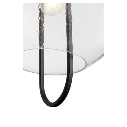 Stone Seeded Glass 14" Black/Aged Brass Pendant
