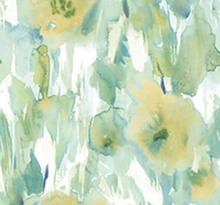 Watercolor Flowers In Green - Wallpaper