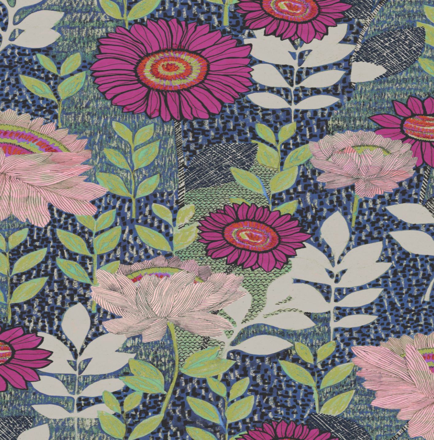 Botanical Garden Wallpaper - Blues