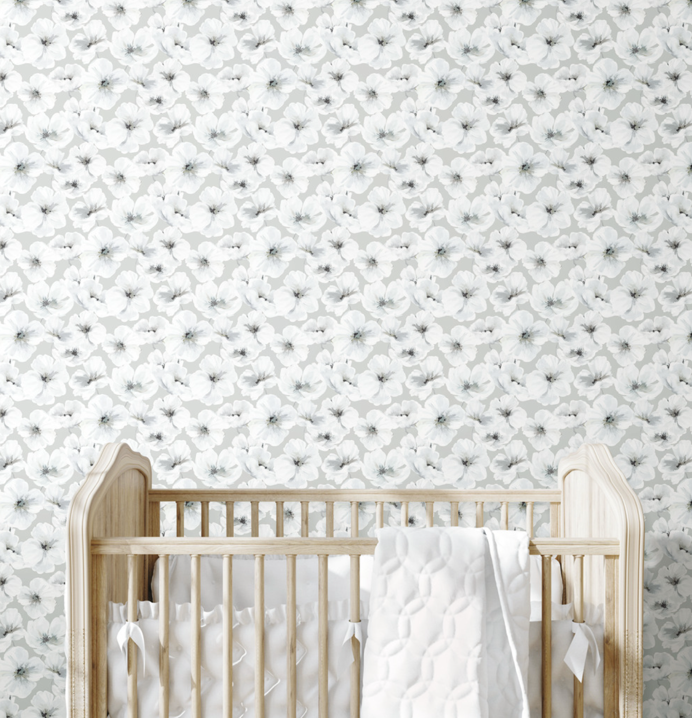 Hawthorn Blossom Wallpaper - Grey