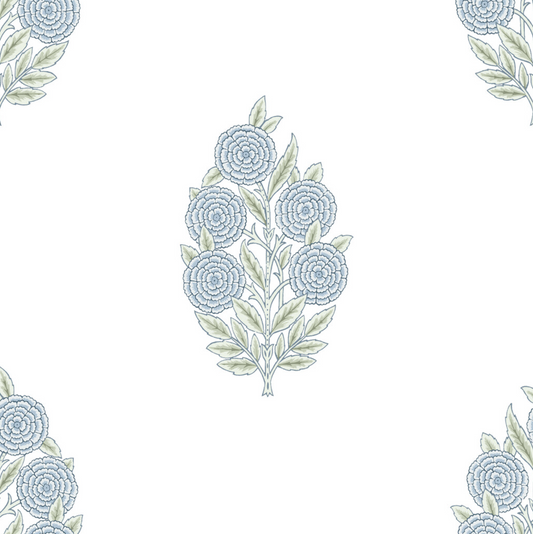 Dutch Floral Wallpaper - Blue