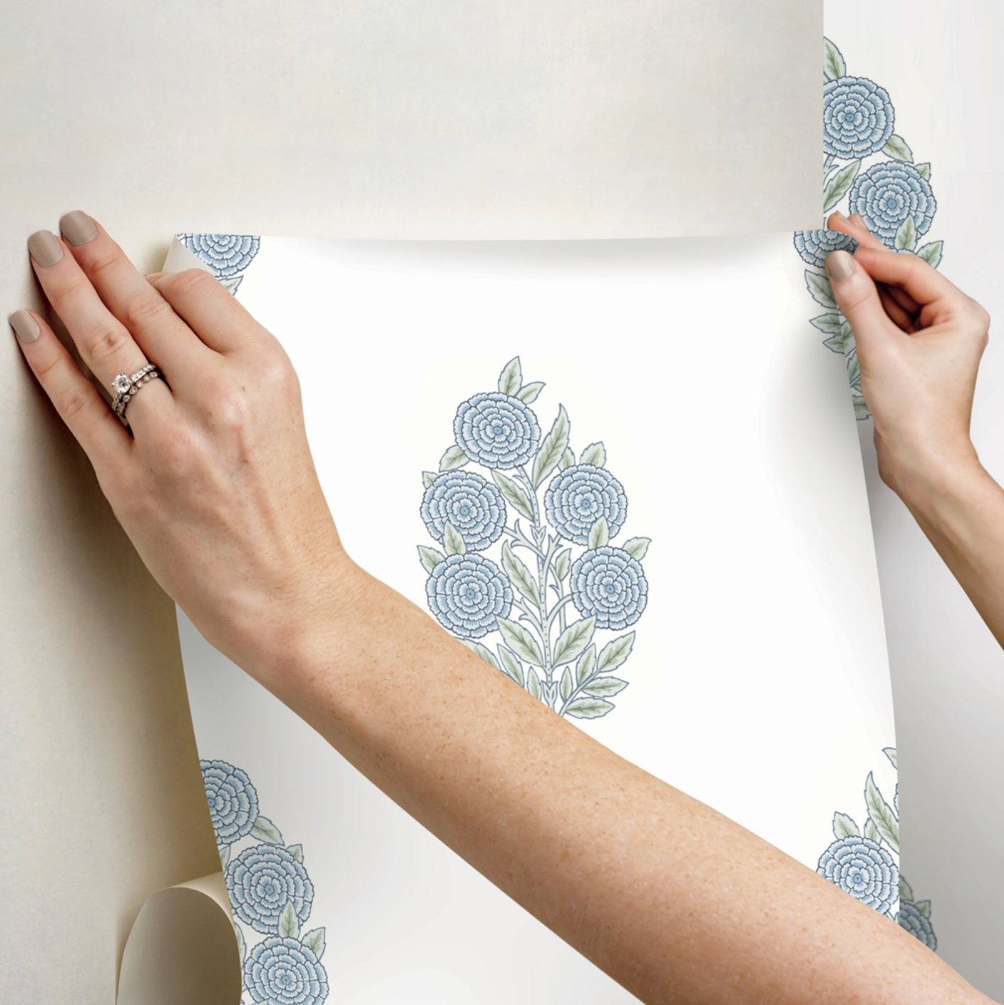 Dutch Floral Wallpaper - Blue