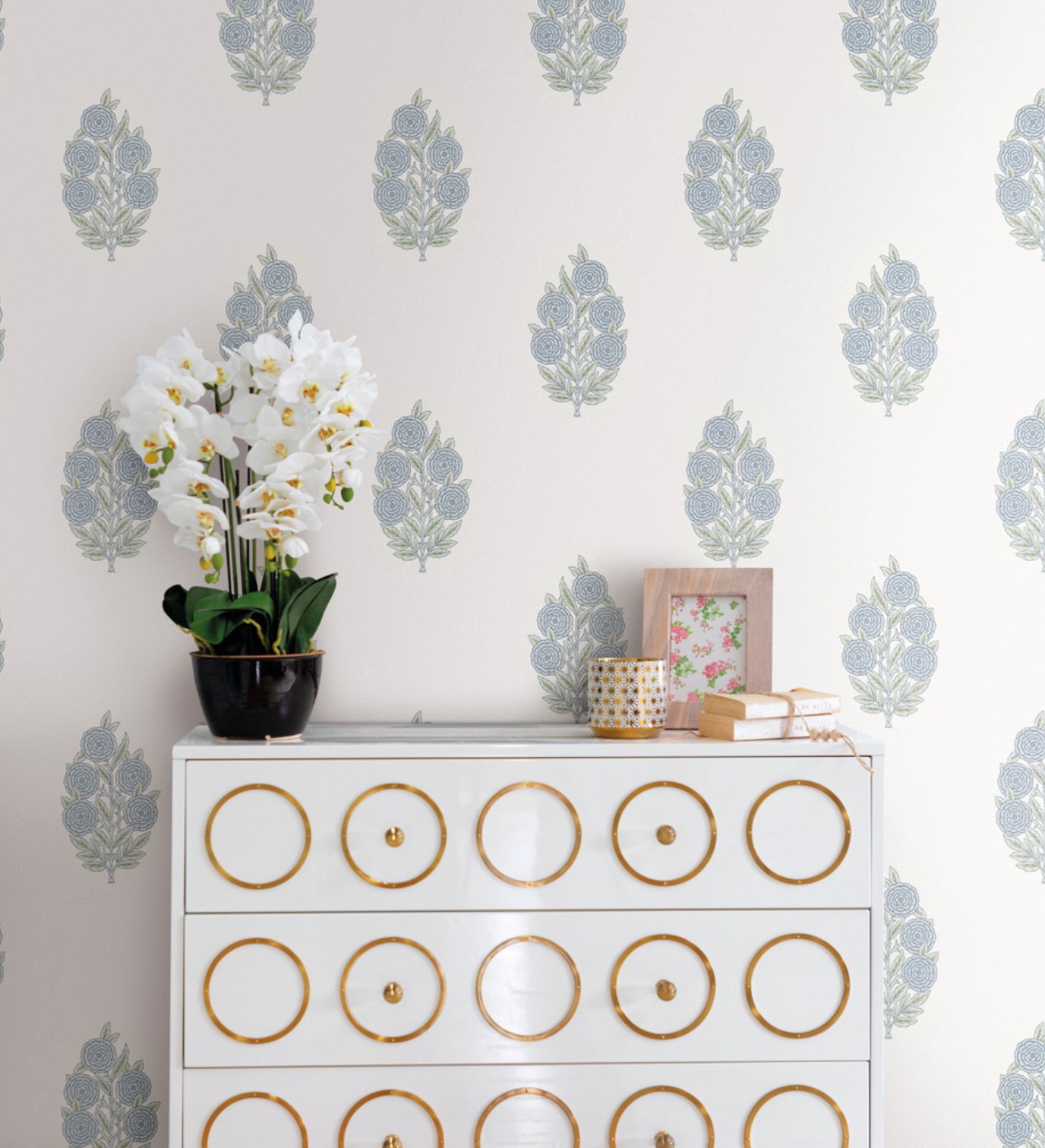 Dutch Floral Wallpaper - Blue