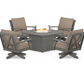 Braxton 5-Piece Deep Seating Swivel Conversation Set with Fire Pit Table