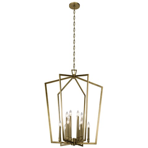 Abbotswell 30 12 Light Foyer Chandelier in Natural Brass - 